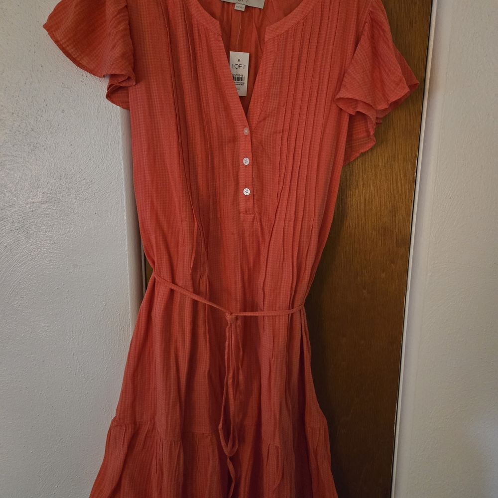 Loft Coral Button-Down Dress
